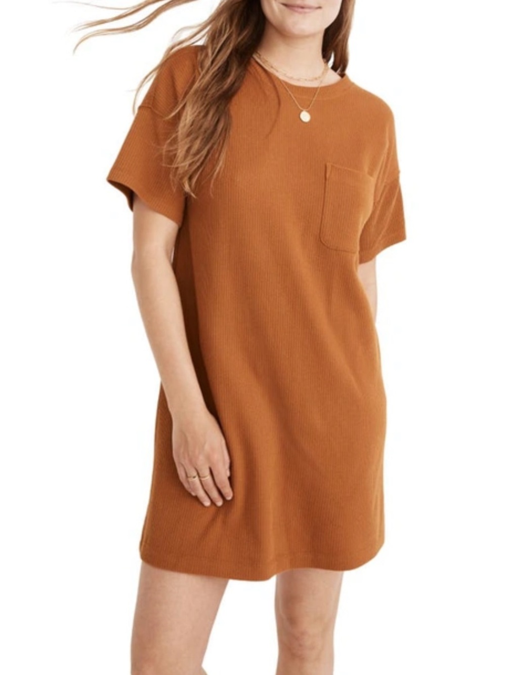 MADEWELL Rib T-shirt Dress In Sweet Dahlia